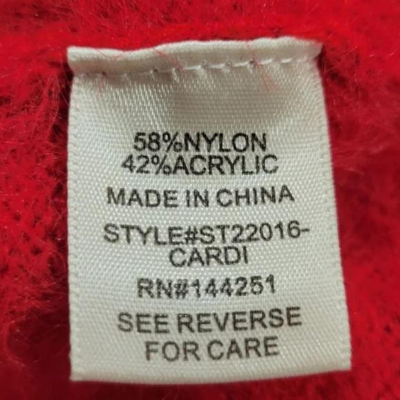 Sincerely Jules Red Cropped Cardigan Sweater w/Large Rhinestone Buttons | Size S - Picture 6 of 7